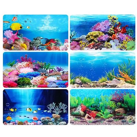 Fish Tank Background Painting 3D Ocean Landscape Poster Fish Tank Background Aquarium Decorative ...