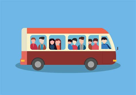 cartoon bus with passengers. Flat vector illustration 22086691 Vector Art at Vecteezy