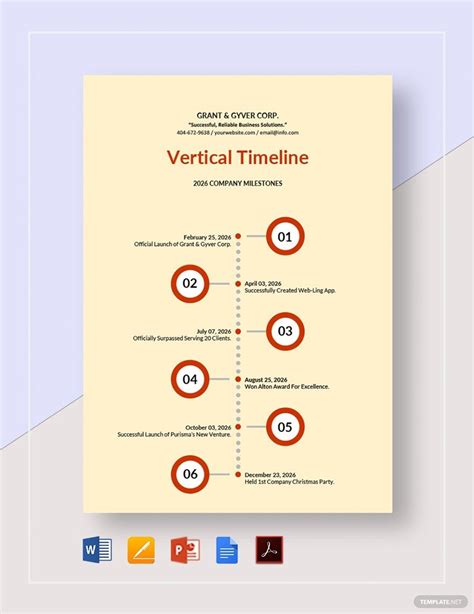 Free Simple Vertical Timeline Template - Download in Word, Google Docs, PDF, Apple Pages ...