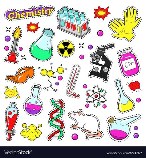 Chemistry decorative elements for stickers Vector Image