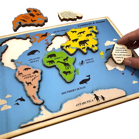 Continents & Oceans Educational Wooden Puzzle | Touchwoodesign