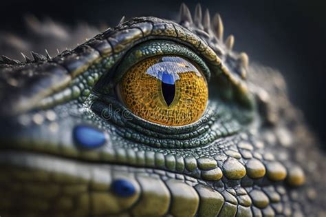 A Close Up of an Eye of a Crocodile Stock Illustration - Illustration ...