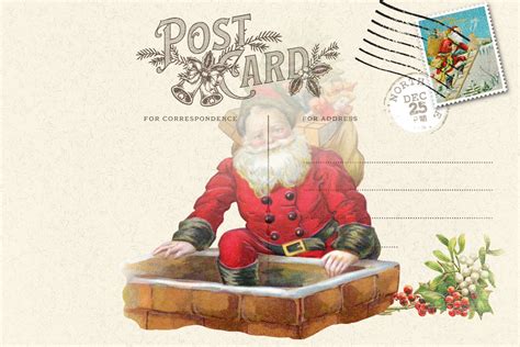 Vintage Christmas Postcard Santa Free Stock Photo - Public Domain Pictures