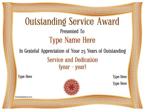 Long Service Award Certificate Template | PDF Template