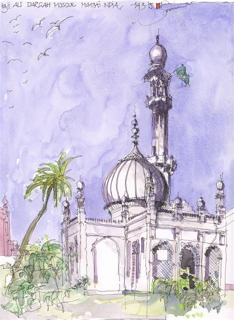 Haji Ali Dargah Moschee, Mumbai, INDIA | Architecture sketch, Urban ...