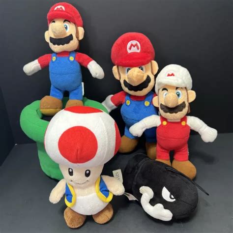 LOT OF 6 Super Mario Bros Plush Toad, Fire Mario, Bullet Bill, Warp Pipe, Marios $34.97 - PicClick