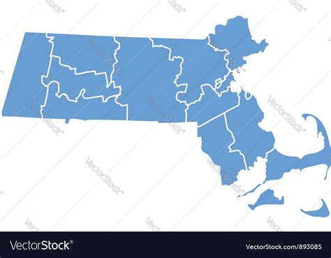 State map massachusetts counties Royalty Free Vector Image