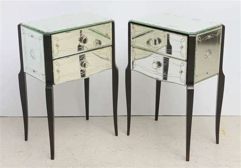 Pair of Mirrored French Bedside Tables at 1stdibs
