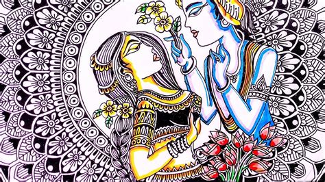 Radha Krishna Painting with Mandala Art Style, Drawing #3 - YouTube