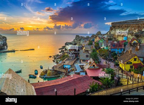 Il-Mellieha, Malta - Skyline view of the famous Popeye Village at ...