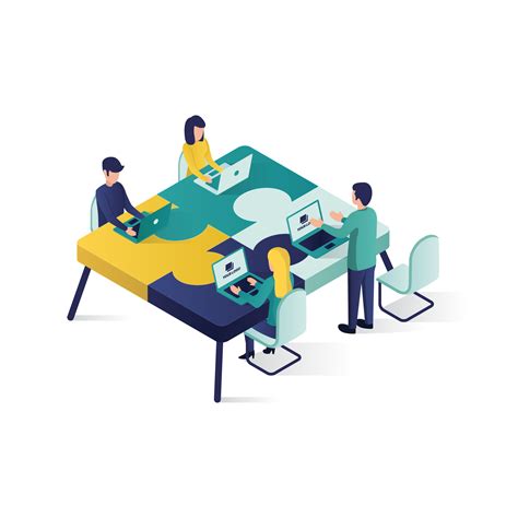 teamwork concept isometric illustration 661876 Vector Art at Vecteezy