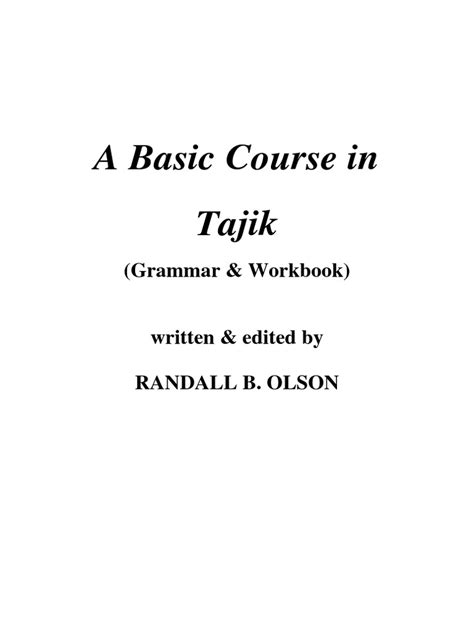 A Basic Course in Tajik | PDF | Persian Language | Syllable