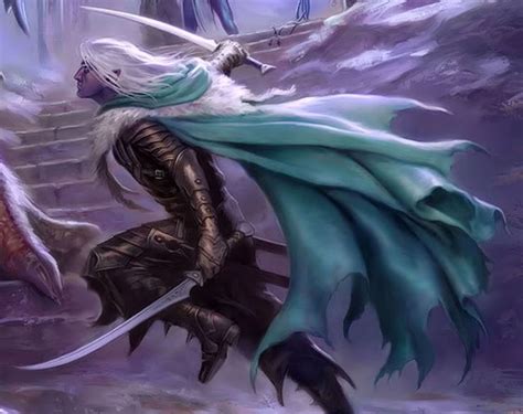 Drizzt with his enchanted scimitars Twinkle and Icingdeath. Fantasy Art ...