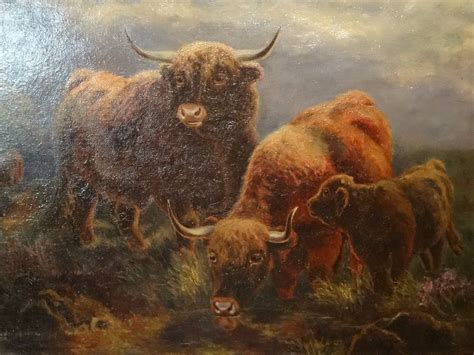 'The Scottish Highland Herd of Cattle' 19th Century Original Oil ...