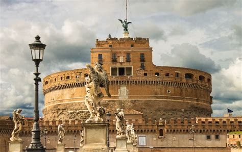 Statues on the Bridge of Castel Sant Angelo in Rome, Italy Stock Photo - Image of catholic ...