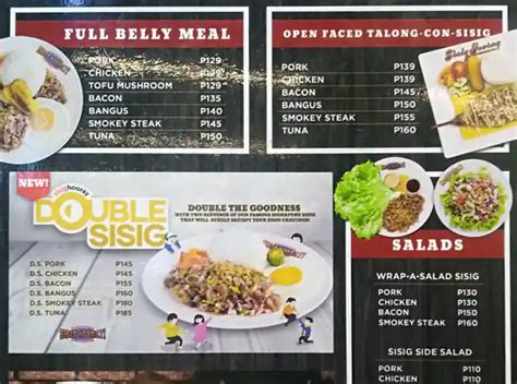 Menu at Sisig Hooray restaurant, Marikina