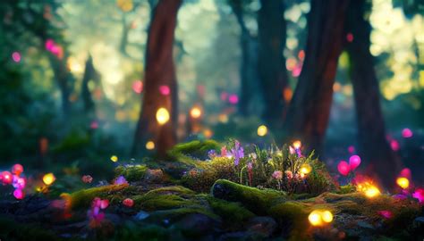 Premium Photo | Dark magical fairy tale forest background with glowing lights