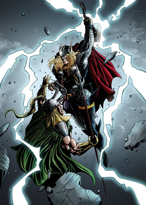 Imagen - Thor vs loki color by riccardo fasoli-d4pmvty.jpg - Marvel Wiki