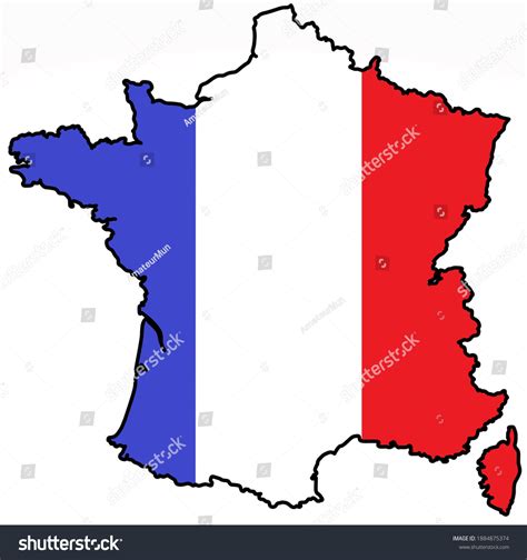 France Flag Map with Black Outline - Royalty Free Stock Photo 1884875374 - Avopix.com