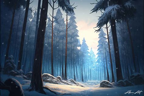 Winter Wonderland Snowy Forest Art Graphic by Alone Art · Creative Fabrica