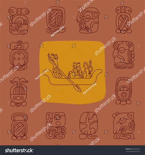 Maya Religion Icon Maya God Symbols Stock Vector (Royalty Free ...