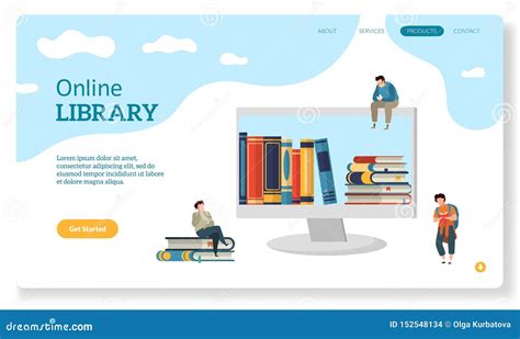 Online Library. Website Page for Landing Books Store Learning Digital ...