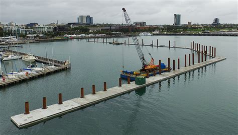 Geelong Waterfront Safe Harbour Project wave attenuator installation