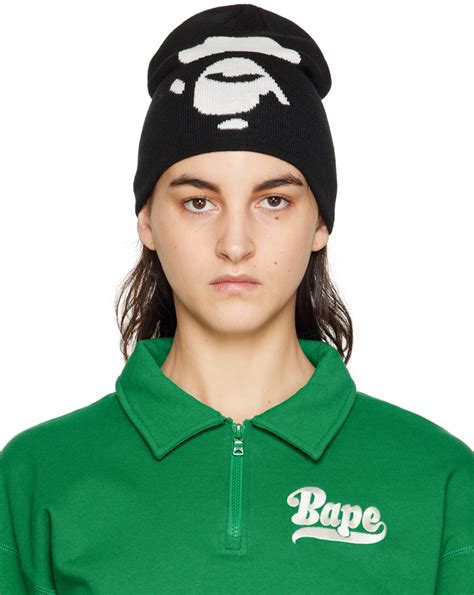 BAPE: Black 'A Bathing Ape' Beanie | SSENSE Canada