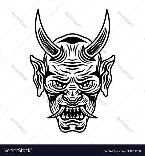 Oni mask japanese tattoo of demon face with horns Vector Image