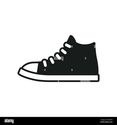 Classic black and white sneaker icon or logo. Simple symbol of canvas ...