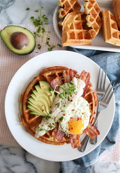 Savory Breakfast Waffles with Maple Cream Sauce