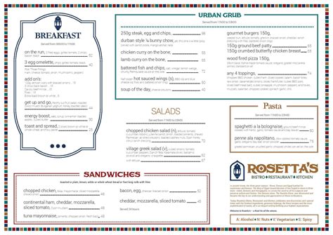 Rosetta's Bistro Menu, Menu for Rosetta's Bistro, Kempton Park, East Rand - Zomato SA