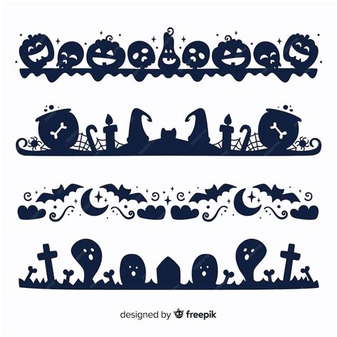 Premium Vector | Flat halloween border on black and white collection