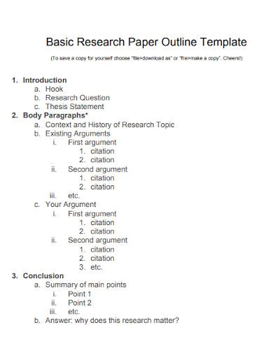 College Research Paper Outline - 10+ Examples, Format, How to Write, Pdf