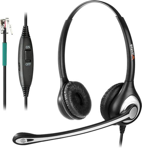 Amazon.com: Wantek Corded Telephone Headset Dual w/Noise Canceling Mic ...