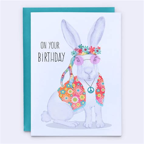 Hippie Birthday Card, Hippie Card, Funny Hippie Birthday Card, Peace Love Birthday Card, Flowers ...