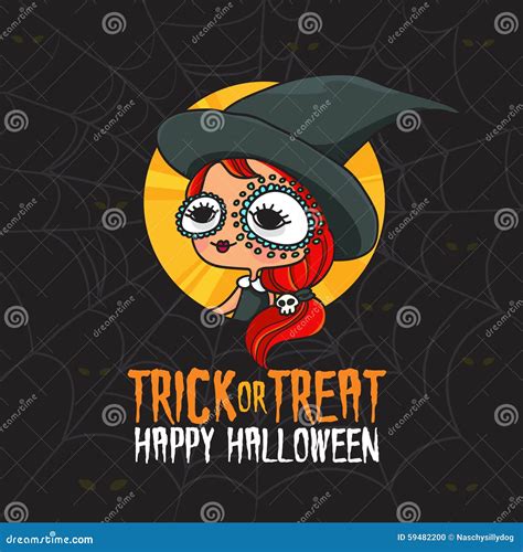 Halloween Trick or Treat Witch Costume Stock Vector - Illustration of ...