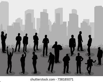 Silhouette People Walking On City Background Stock Vector (Royalty Free) 737646859 | Shutterstock