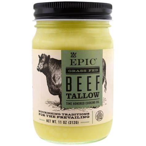 Epic Bar, Time Honored Cooking Oil, Grass Fed Beef Tallow, 11 oz (312 g) - iHerb