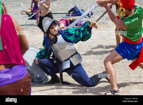 Performers take part in the annual reinactnment festival of the Battle ...