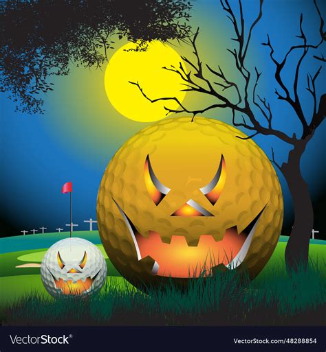 Halloween golf course Royalty Free Vector Image