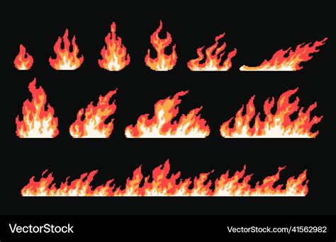 Pixel art fire and flame burning effect for 8 bit Vector Image