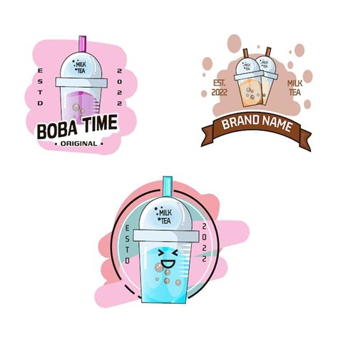 Premium Vector | Boba milk tea modern drink logo Art Illustration