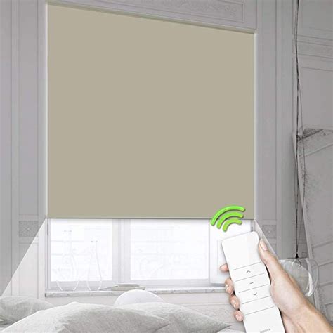 Motorized Window Roller Shades Blinds Remote Control Wireless Rechargeable -100% Blackout ...