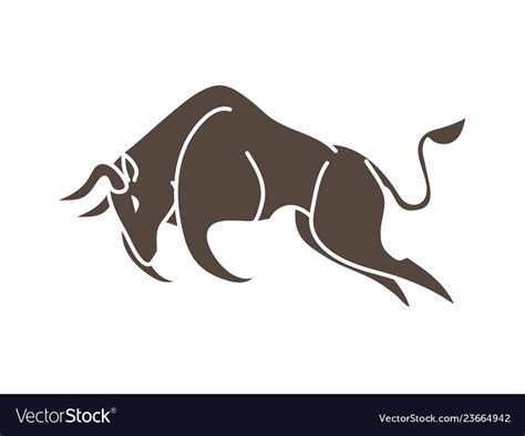 Bull charging bull attack graphic Royalty Free Vector Image