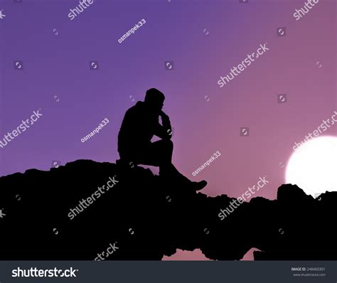 Silhouette Man Sitting Sunset Stock Photo 248460301 | Shutterstock