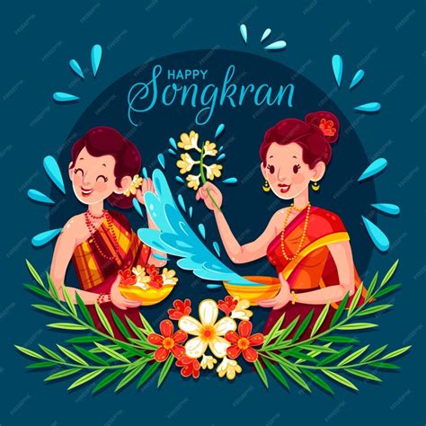 Free Vector | Flat design songkran women playing with water