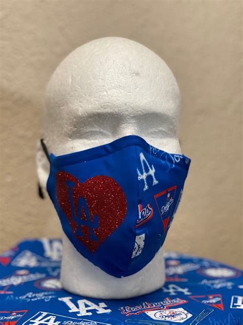 LA Dodgers Face Mask with nose wire Elastic with adjustable | Etsy