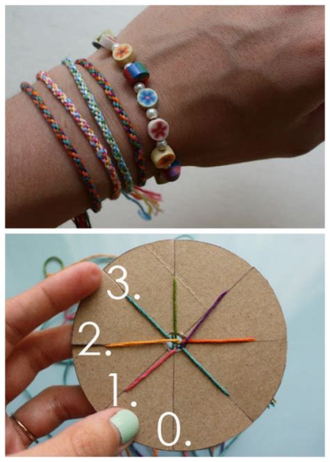 DIY Woven Friendship Bracelet Using a Circular Cardboard Loom. Very ...