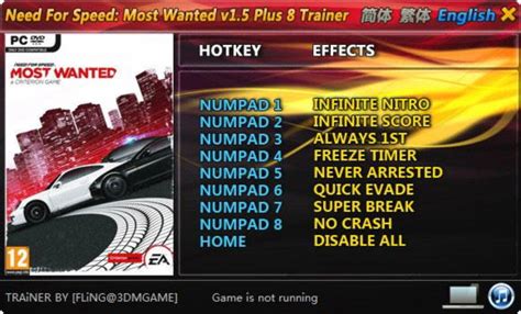 Need for Speed: Most Wanted (2012) Trainer +8 v1.5 FLiNG - download ...